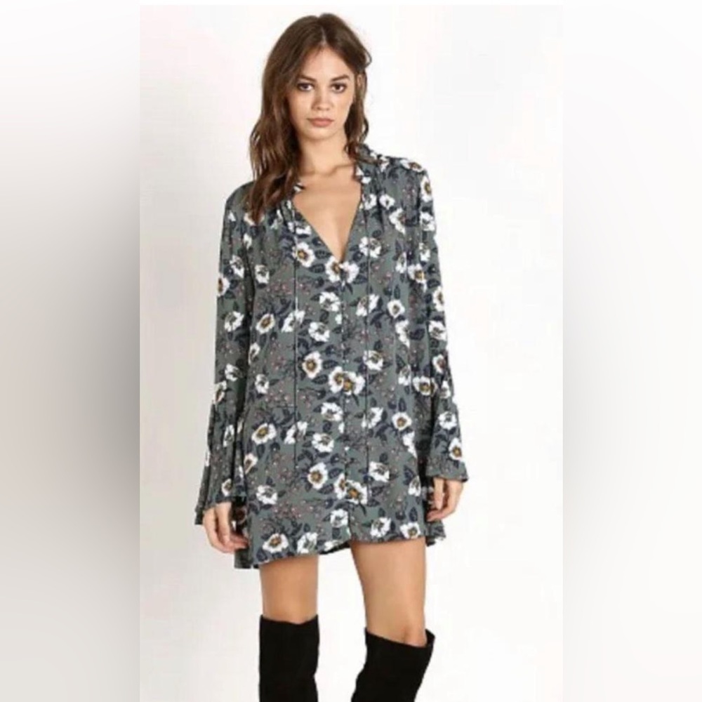 Free People Floral Bell Sleeve Tunic